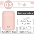 thumbnail image 4 of Mini humidificador portátil, colorido, niebla fría, alimentado por USB. Perfecto para recámara, oficina y coche (300 ml, rosa), 4 of 5