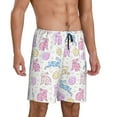 thumbnail image 2 of Kdxio Easter Colorful Rabbit Print Mens Sleep Shorts Bottoms Soft Comfy Pajama Wear Pants with Drawstring Pockets, 2 of 7