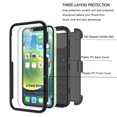 thumbnail image 6 of Ebizware for iPhone 12 and iPhone 12 Pro Phone Case with 2 Pcs Tempered Glass Screen Protectors, Belt Clip Holster & Kickstand Heavy Duty Rugged Cover for iphone 12 / iphone 12 Pro - Black, 6 of 9