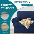 thumbnail image 6 of 3 Piece T Cushion Sofa Slipcovers Stretch Couch Cover Furniture Covers with 2 Individual T Cushion Covers, Machine Washable for Living Room (Navy, 2 Cushions), 6 of 12