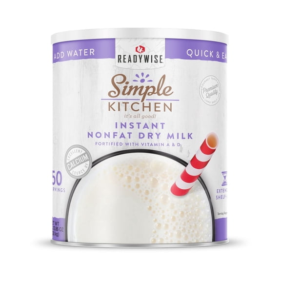 ReadyWise Instant Nonfat Dry Milk Freeze-Dried Number 10 Can 50 Servings