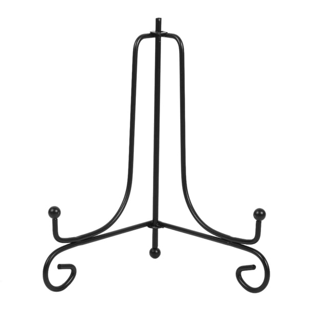 1 caballete de hierro de 6 pulgadas, soporte de exhibición clásico, cuenco, plato, marco de fotos, libro, obra de arte, negro