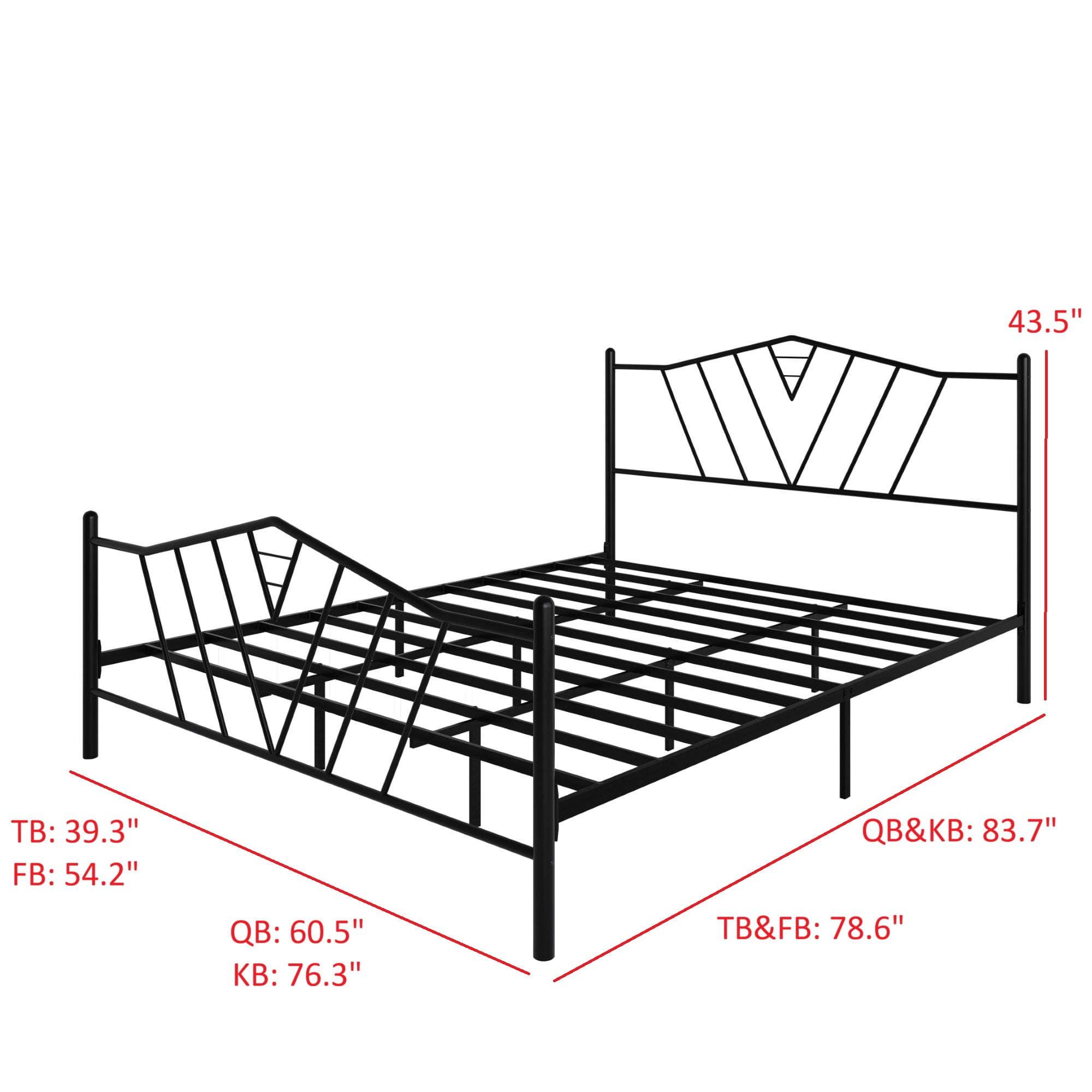 Home Design Valdosta Twin Metal Platform Bed, No Box Spring Required, Modern Design, Easy Assembly, Black
