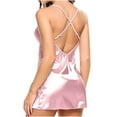 thumbnail image 4 of Elvqul Womens Nightgowns Under $5 Sleeveless Pink Slip Halter Silk Sleep Dresses, 4 of 6