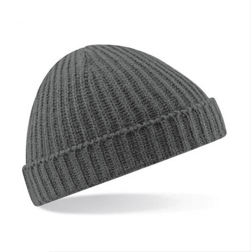 Mens Womans knitted woolly beanie winter warm ski ribbed turn up hat