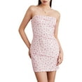 thumbnail image 2 of Elippeo Women Wrap Chest Bodycon Dress Floral Print Strapless Backless Cocktail Dress Party Club Skinny Mini Dress, 2 of 9