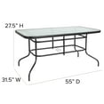 thumbnail image 6 of Emma + Oliver 31.5" x 55" Rectangular Tempered Glass Metal Table with Umbrella Hole, 6 of 12