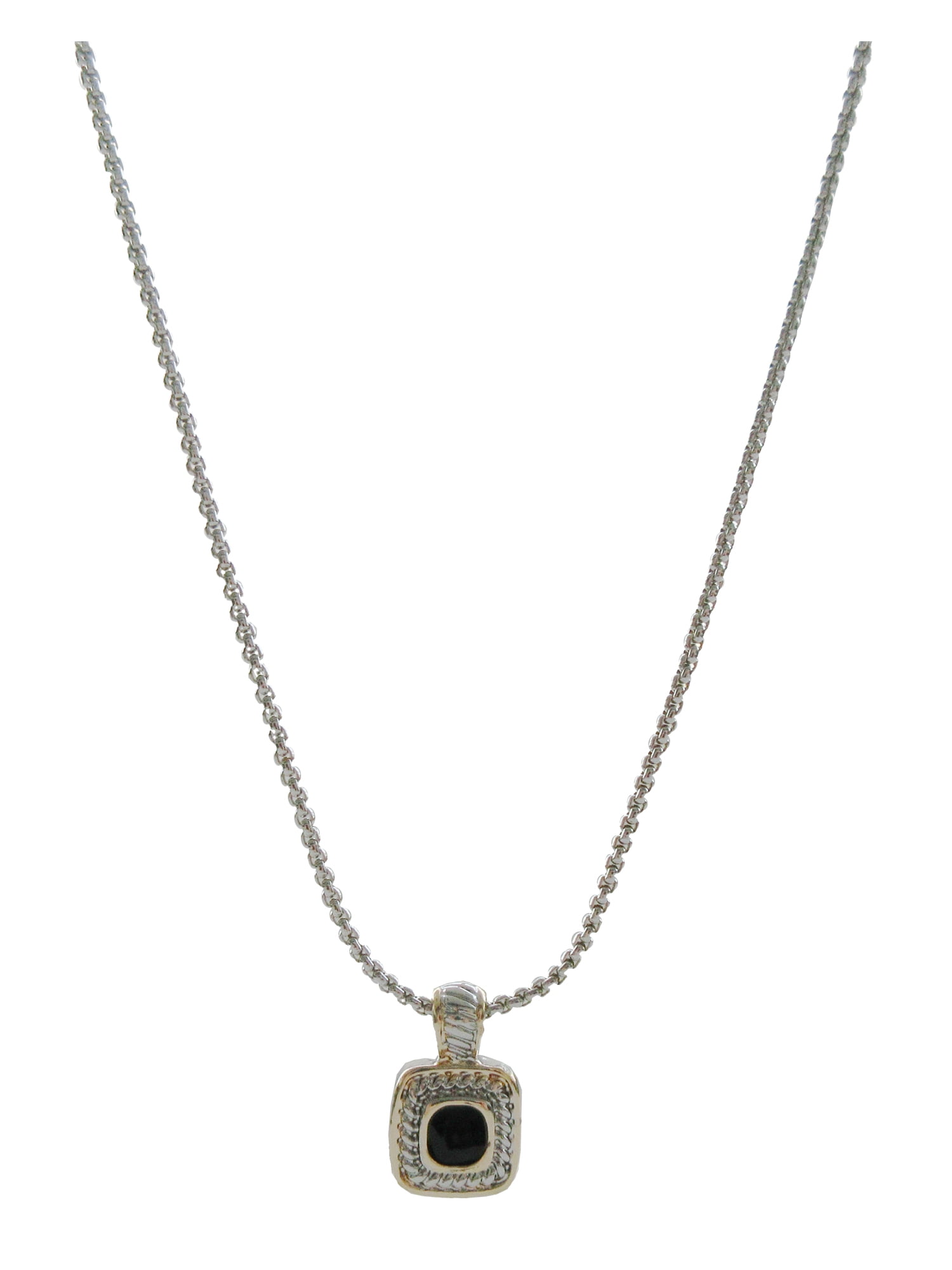 Time and Tru Women's Black Square Pendant Necklace and Earring Set