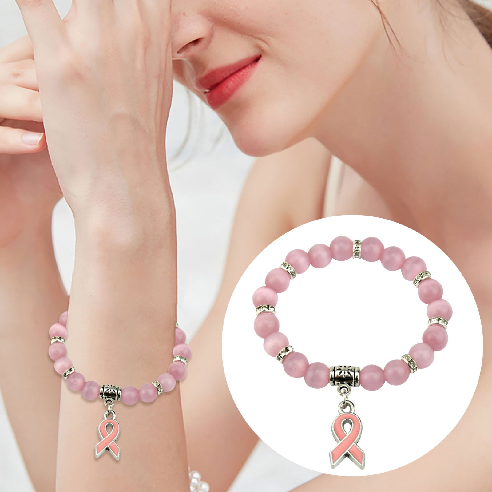 Amazon.com: Hidden Hollow Beads Breast Cancer Awareness Bracelet, Pink Out  Day, Great For Fundraising, Stretchy fits most, 6mm : Arts, Crafts & Sewing