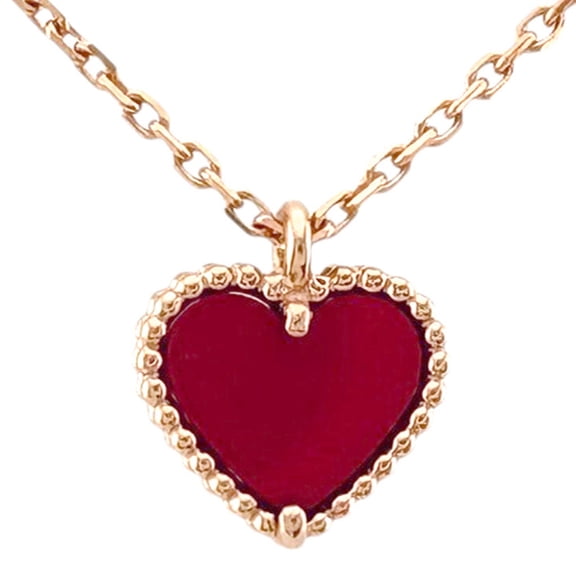 Pre-Owned Van Cleef & Arpels Sweet Alhambra Necklace, 18K Pink Gold Carnelian Necklace for...