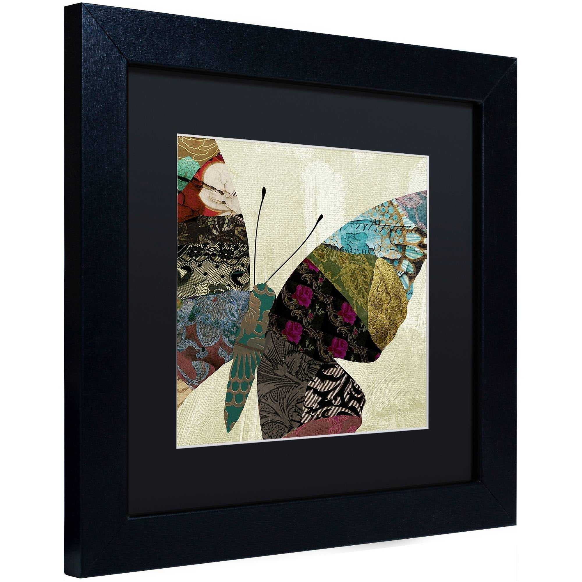 Trademark Fine Art "Butterfly Brocade IV" Canvas Art by Color Bakery Black Matte, Black Frame