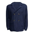 thumbnail image 4 of Mens Sweater - Casual Lapel Double Knit Cardigan Sweater Jacket, Coat - Like Warmth, Daily Office Casual Wear, Breathable Wool Blend, Classic Men's Clothing, 4 of 5