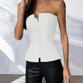 thumbnail image 2 of Solid Color Tube Sleeveless Slim Adjustable Zipper Tops, with Ribbed Details and Sizes, 2 of 5