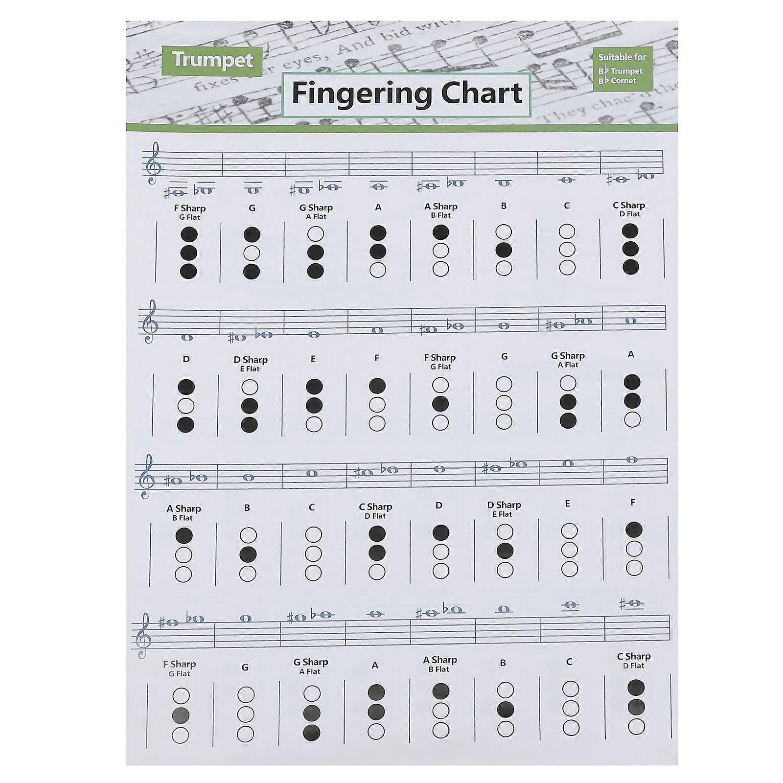 Trumpet First 6 Notes Guitar Trumpet Chord Poster Trumpet Instructional Poster Trumpet Notes ...