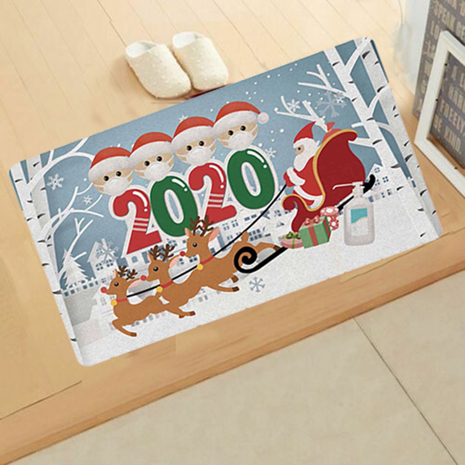 Christmas Non Slip Bathroom Mat Carpet Santa Claus Floor Rugs Tapetes Bathr Z9Y6 