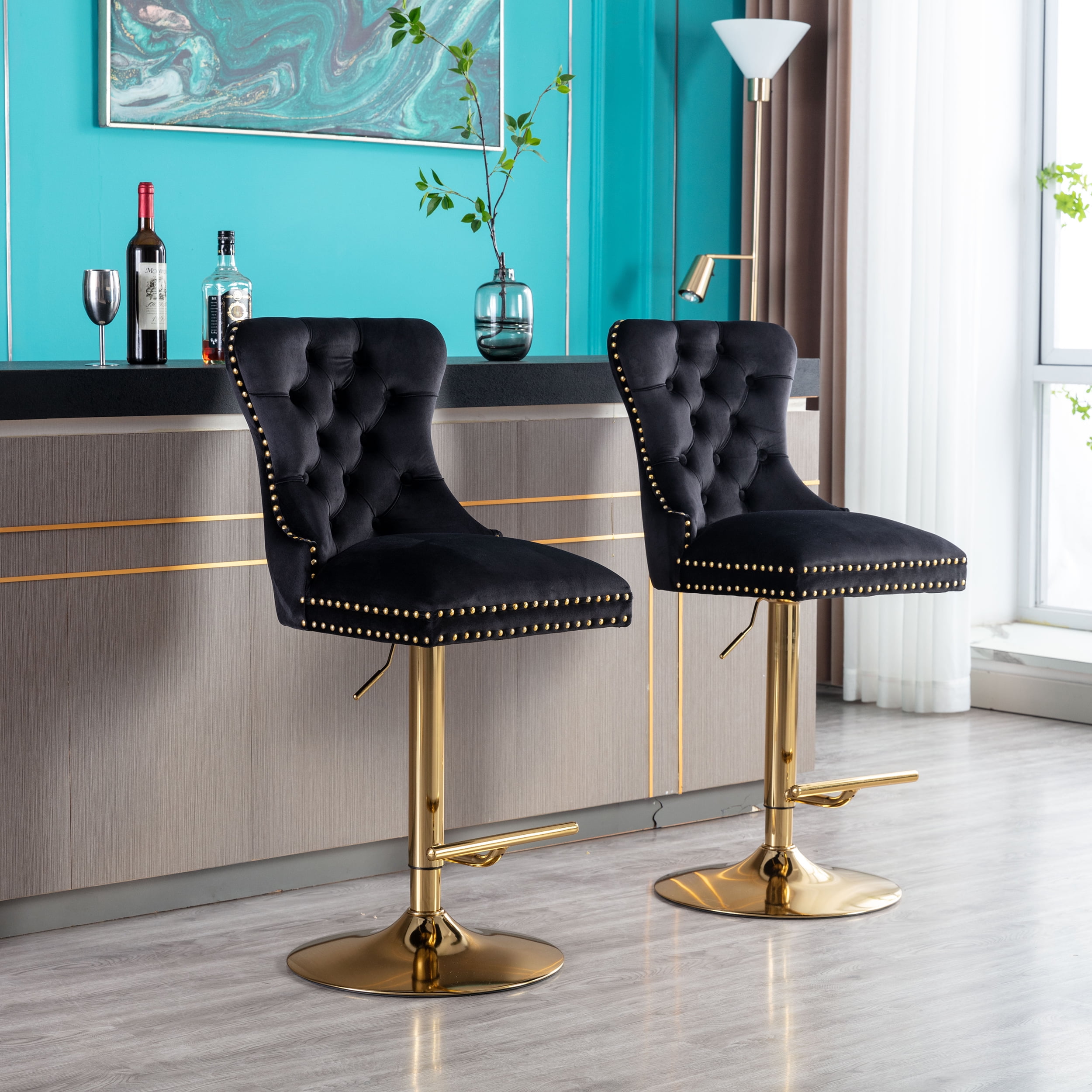 CoSoTower Swivel Bar Stools Chair Set Of 2 Modern Adjustable Counter ...