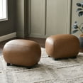 thumbnail image 4 of 23" Wide Faux Leather Upholstered Ottoman Set of 2, Mid-Century Modern Living Room Footrest with Soft Padded Seat, Footstool for Bedroom, Entryway or Living Room, Camel, 4 of 10