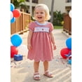 thumbnail image 3 of BemeyourBBs Kids Toddler Baby Girl 4th of July Dress Fourth of July Outfit Baby Girl Patriot Independent Day Dress Short Sleeve Plaid Stars American Flag Embroidery Scalloped Summer Dress, 3 of 9