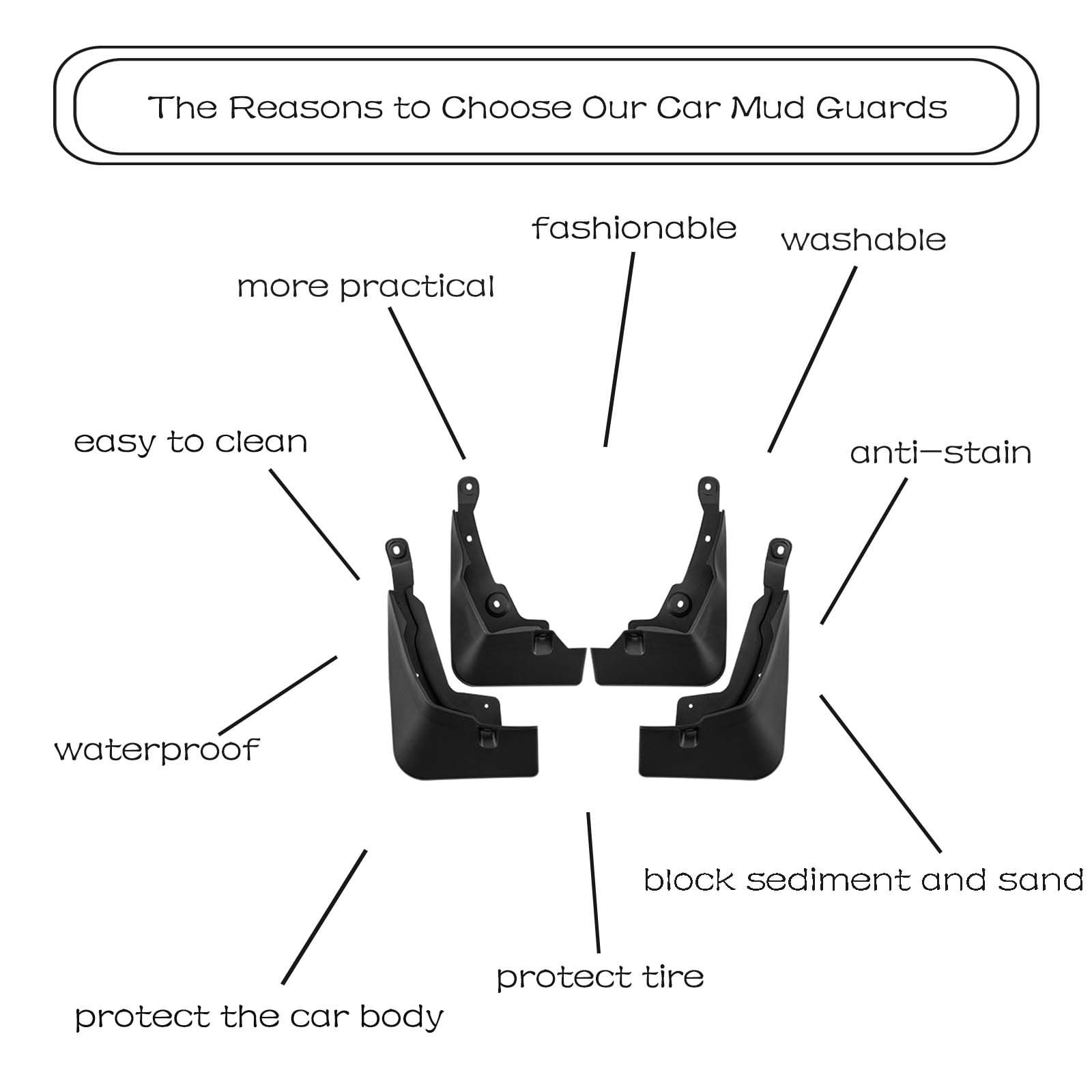 Mud Flaps Splash Guards Fit For Toyota RAV4 2019-2024, Front And Rear 4 Pieces Car Mudguards Wheel & Tire Mud Flaps, Car Fenders-Black