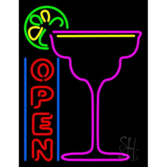 Cocktails Bar Open LED Neon Sign 19 x 15 - inches, Clear Edge Cut Acrylic Backing, with Dimmer - Bright and Premium built indoor LED Neon Sign for Bar decor.