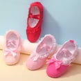 thumbnail image 3 of Girls' lace ballet shoes Children's dance shoes with soft soles adult training cat claw shoes yoga shoes Ballet slippers pink (Twill lace meat pink,37), 3 of 6