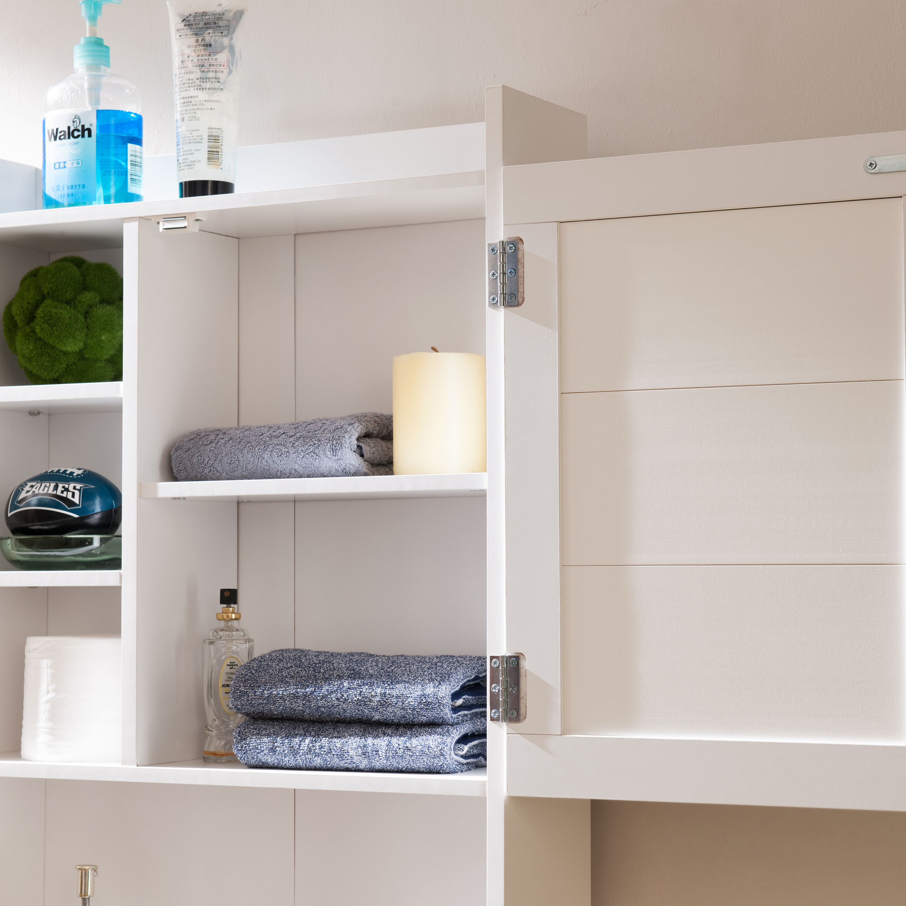 Furniture of America Peoni Transitional Multi-Storage  Bathroom Space-Saving Wood Cabinet in White Finish