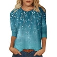thumbnail image 1 of Hauts d'Été pour Femmes Imprimé Décontracté à Sequins Col Rond Manches Longues Chemises pour Femmes Marine TG, 1 of 4