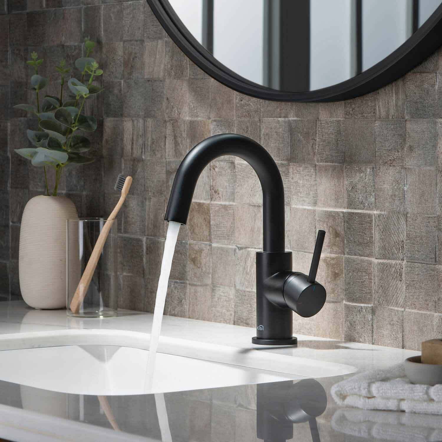 Kibi Circular Single Handle High-Arc Bathroom Sink Faucet