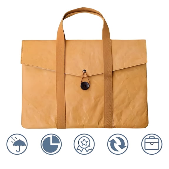 HBMYN 14" Brown Leather Laptop Sleeve,Soft Padded Computer Case for Business Travel