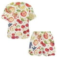 thumbnail image 3 of Various Fruits Women's Ruffle Short Sleeve Tops And Shorts Cute Peeps Bunny Pajamas Sets, 3 of 7