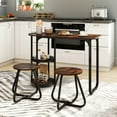 thumbnail image 2 of Costway 3 PCS Dining Table Set, Wooden Metal Kitchen Table & 2 Stools with Storage Shelves Rustic Brown+Black, 2 of 10