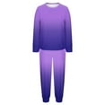 thumbnail image 5 of REORIAFEE 2 Piece Lounge Set Women Fleece Warm Pajama Long Sleeve Top and Jogger Gradient Soft Sleepwear Purple S-2XL, 5 of 7
