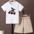 thumbnail image 2 of Staki Toddler Boy Summer Outfits Toddler Boys 2 Pieces T-shirts and Shorts Summer Outfit Striped Shirt Short Set 2-8Y(White & Beige,7-8 Years), 2 of 4