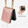 thumbnail image 5 of Crossbody Wallet Case for Samsung Galaxy Z Flip 5 Case with 2-Card Credit Card Holder Slot Shockproof Cover Slim Fit PU Leather Protective Phone Case for Women Men-Rose Gold, 5 of 12