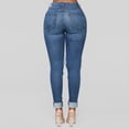 thumbnail image 4 of Bigersell Ripped Distressed Jeans for Women Full Length Pants Jeans Women Fashion Solid Color Denim Pokets Hole Casual Zipper Fringe Jeans Pants Wide Leg Jeans for Ladies, 4 of 9