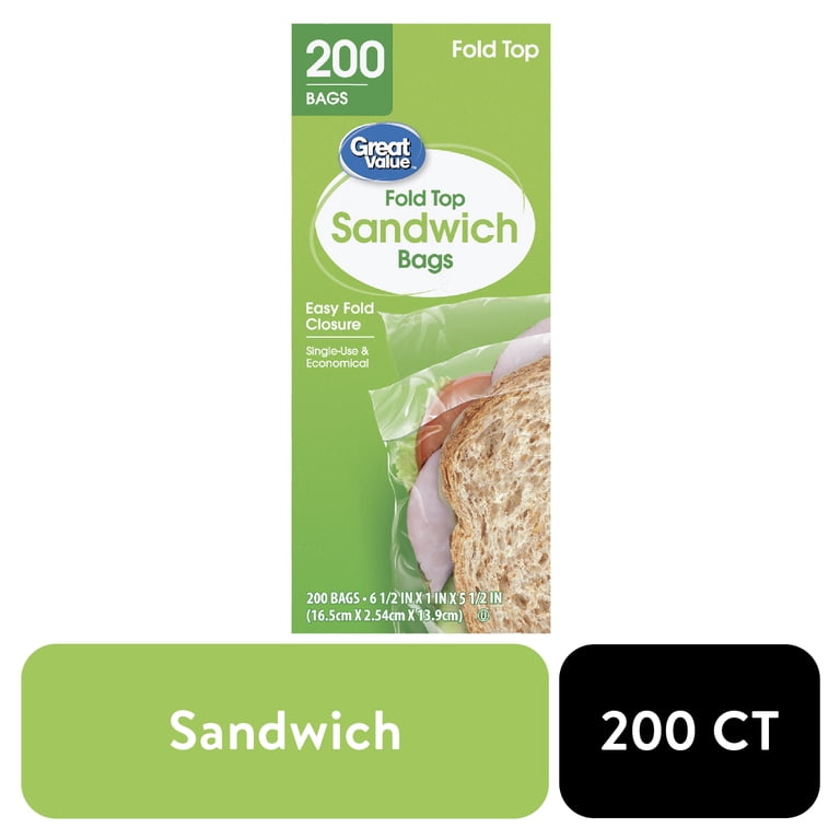 3 pack) Great Value Fold Top Sandwich Bags, 200 Count - Walmart.com