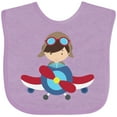 thumbnail image 3 of Inktastic Pilot Boy, Airplane, Plane, Flying, Brown Hair Boys Baby Bib, 3 of 4