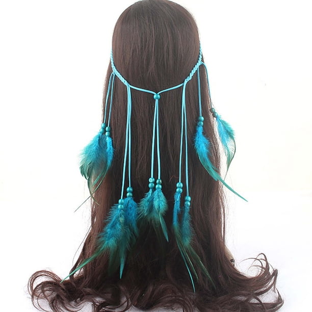 Diadema bohemia para mujer, tocado vintage, diadema para mujer, accesorio para el cabello con borlas de pavo real, diadema bohemia, diadema para el cabello