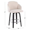thumbnail image 3 of LumiSource Black Wood, Cream Fabric, Chrome Dahlia Counter Stool - Set of 2, 3 of 9