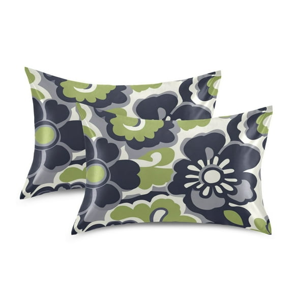 Yayeee Pillowcase Standard Size Set of 2 Satin Wrinkle Resistant Pillow Case, Retro Floral Pattern