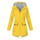 thumbnail image 1 of Chaqueta de lluvia sólida para mujer al aire libre de talla grande impermeable con capucha a prueba de viento abrigo suelto Pompotops  qwe16610, 1 of 5