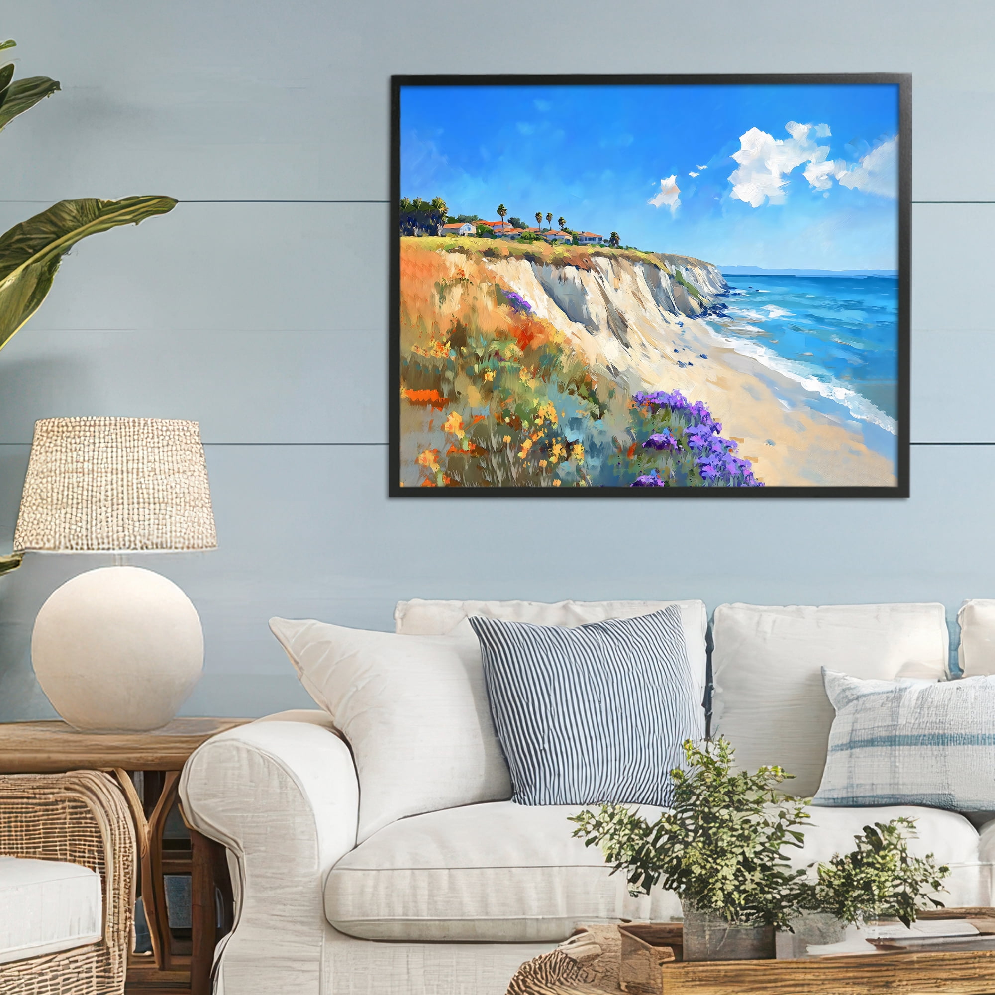 Stupell Industries Coastal Wildflower Field Black Framed Giclee Art, design by The Prints Vibe