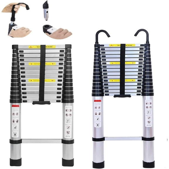 Dayplus 20FT Aluminum Telescoping Extension Ladder Reinforced Ladders Non-slip