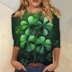thumbnail image 1 of Xuyuer St. Patrick's Day Graphic Tee - Ladies' Relaxed Fit Crew Neck 3/4 Sleeve Top for Irish Festival Outings, Pub Crawl Events, Luck-Themed Casual Wear & Shamrock Print Street Style, 1 of 5