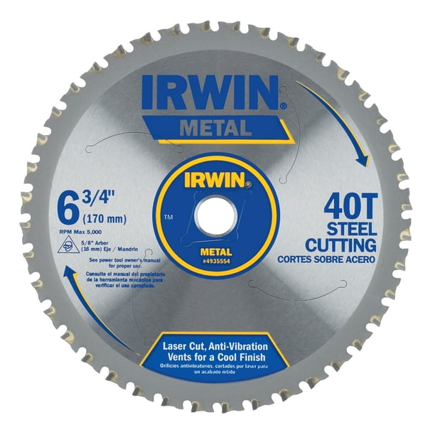 Irwin 4935554 63/4" 40 Tooth Carbide Metal Cutting Circular Saw Blade