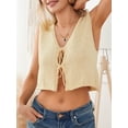 thumbnail image 6 of Caoirhny Women's Knit Vest Tank Tops Classic Sleeveless V Neck Tie-up Front Solid Color Loose Crop Tops, 6 of 9