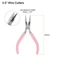 thumbnail image 2 of Uxcell Mini Needle Nose Pliers 4.5" Toothed Precision Plier with Pink Handle for DIY Crafts, 2 of 7