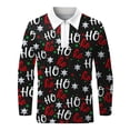 thumbnail image 4 of Men Christmas Half Zipper Shirts Fashion Leisure Comfortable Geometric Printed Holiday Lapel Long Sleeve Shirts Male Regular Fit Breathable Blouses, 4 of 4