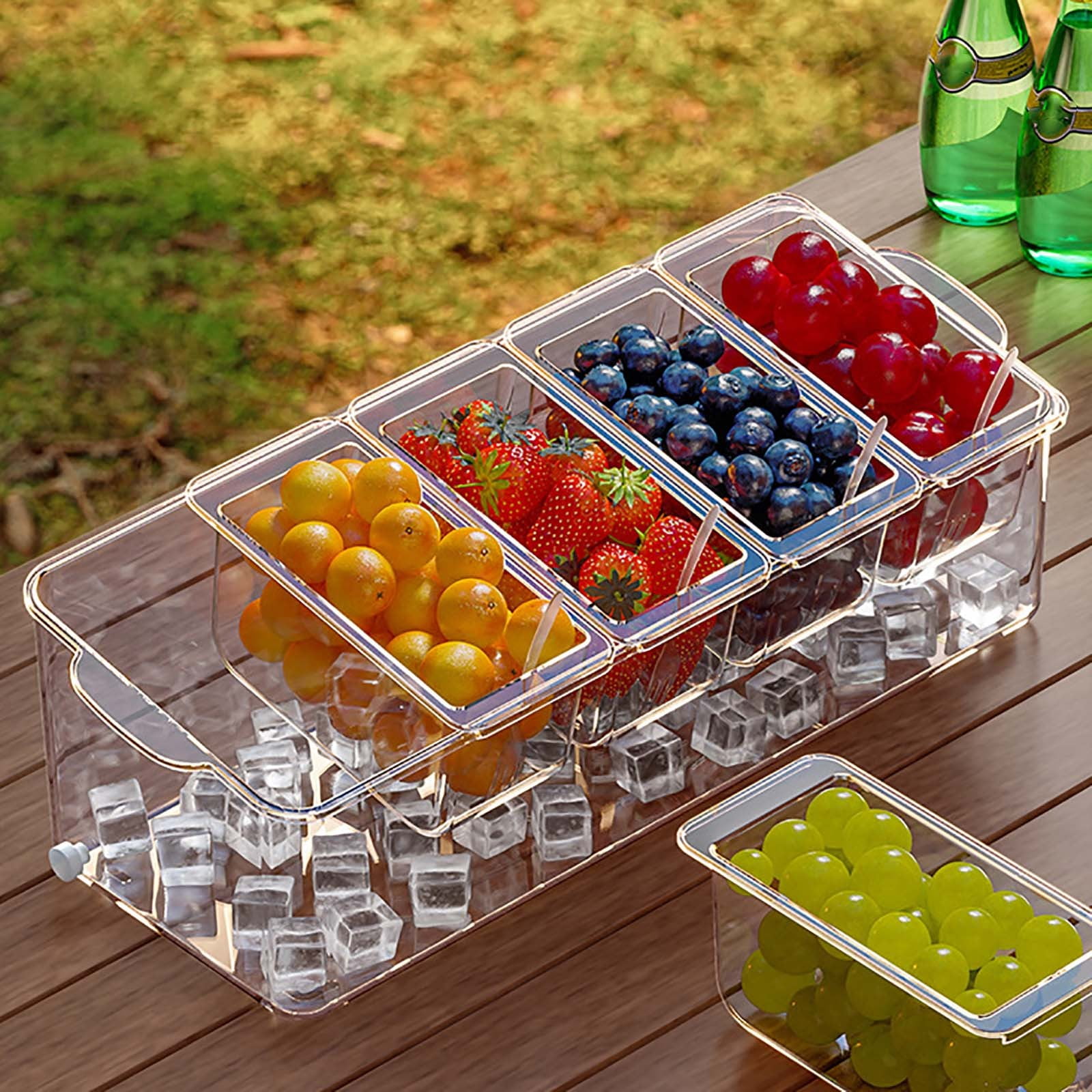 Food Safe Fruit Storage Container with Divided Sections, Compact Picnic Organizer for Fresh Produce Snacks, Portable Kitchen Storage Box
