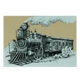 thumbnail image 3 of Steam Engine Cutting Board, Vintage Wooden Train Rail Wild West Wagon in Countryside Drawing Effect, Decorative Tempered Glass Cutting and Serving Board, Small Size, Peach White, by Ambesonne, 3 of 5